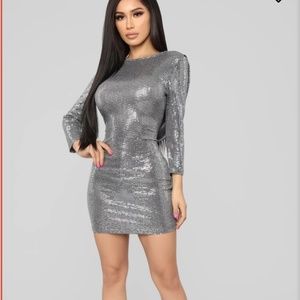 Sequin Mini Dress - Silver